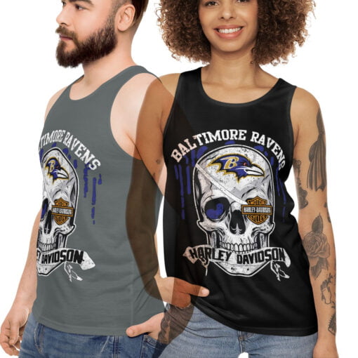 Baltimore Ravens Harley Davidson Skull Unisex Tank Tops shirt