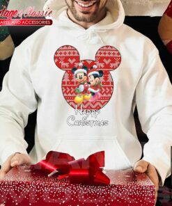 Mickey And Minnie Mouse Christmas white Hoodie