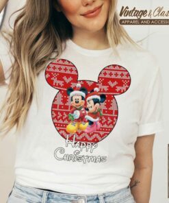 Mickey And Minnie Mouse Christmas white T shirt