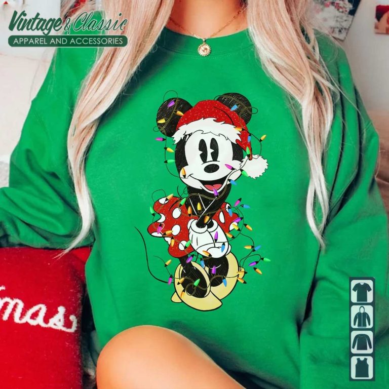 Mickey Mouse Pose Christmas Lights Shirt Vintagenclassic Tee