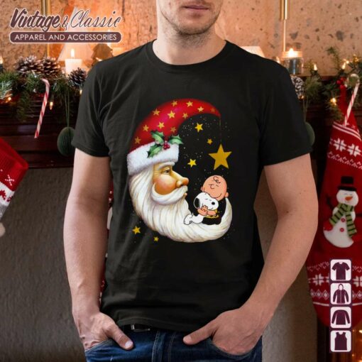Santa Claus Half Moon Snoopy Charlie Brown Christmas Shirt