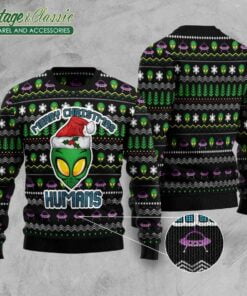 Alien Merry Christmas Humans Ugly Christmas Sweater back