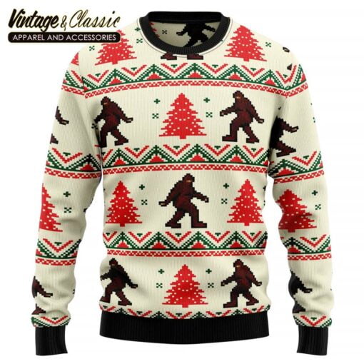Bigfoot Pattern Ugly Sweater, Christmas Sweater