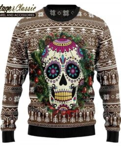 Awesome Sugar Skull Ugly Christmas Sweater Xmas Sweatshirt front