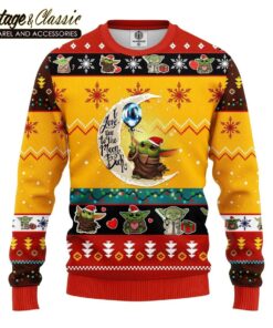 Baby Yoda Moon and Back Cute Ugly Christmas Sweater Xmas Sweatshirt front