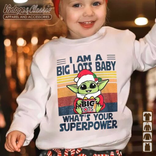 Baby Yoda Santa Big Lots Baby What’s Your Superpower Vintage Christmas Shirt