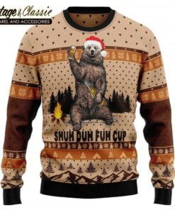 Bear Camping Christmas Ugly Christmas Sweater Shuh Duh Fuh Cup Xmas Sweatshirt front