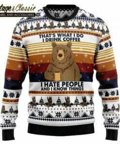 Bear Coffee Christmas Ugly Christmas Sweater Sweatshirt front