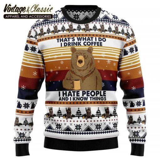 Bear Coffee Christmas Ugly Christmas Sweater Sweatshirt