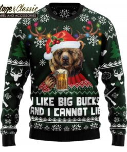 Bear Hunting and Beer Christmas Ugly Christmas Sweater Xmas Sweatshirt front