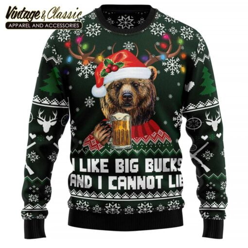 Bear Hunting and Beer Christmas Ugly Christmas Sweater, Xmas Sweatshirt