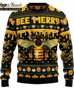 Bee Merry Ugly Christmas Sweater Xmas Sweatshirt front