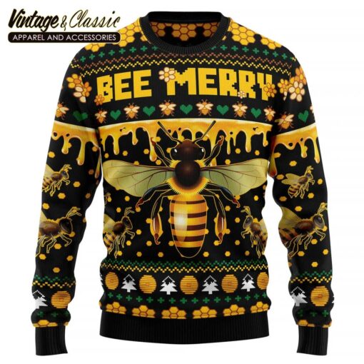 Bee Merry Ugly Christmas Sweater, Xmas Sweatshirt