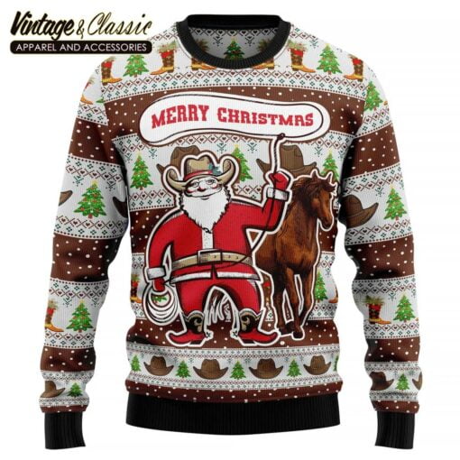 Cowboy Santa Claus Ugly Christmas Sweater Sweatshirt