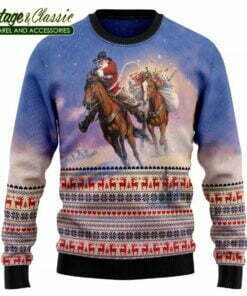 Cowboy Santa Claus Ugly Christmas Sweater front