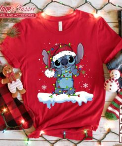Disney Lilo and Stitch Santa Christmas Lights TShirt