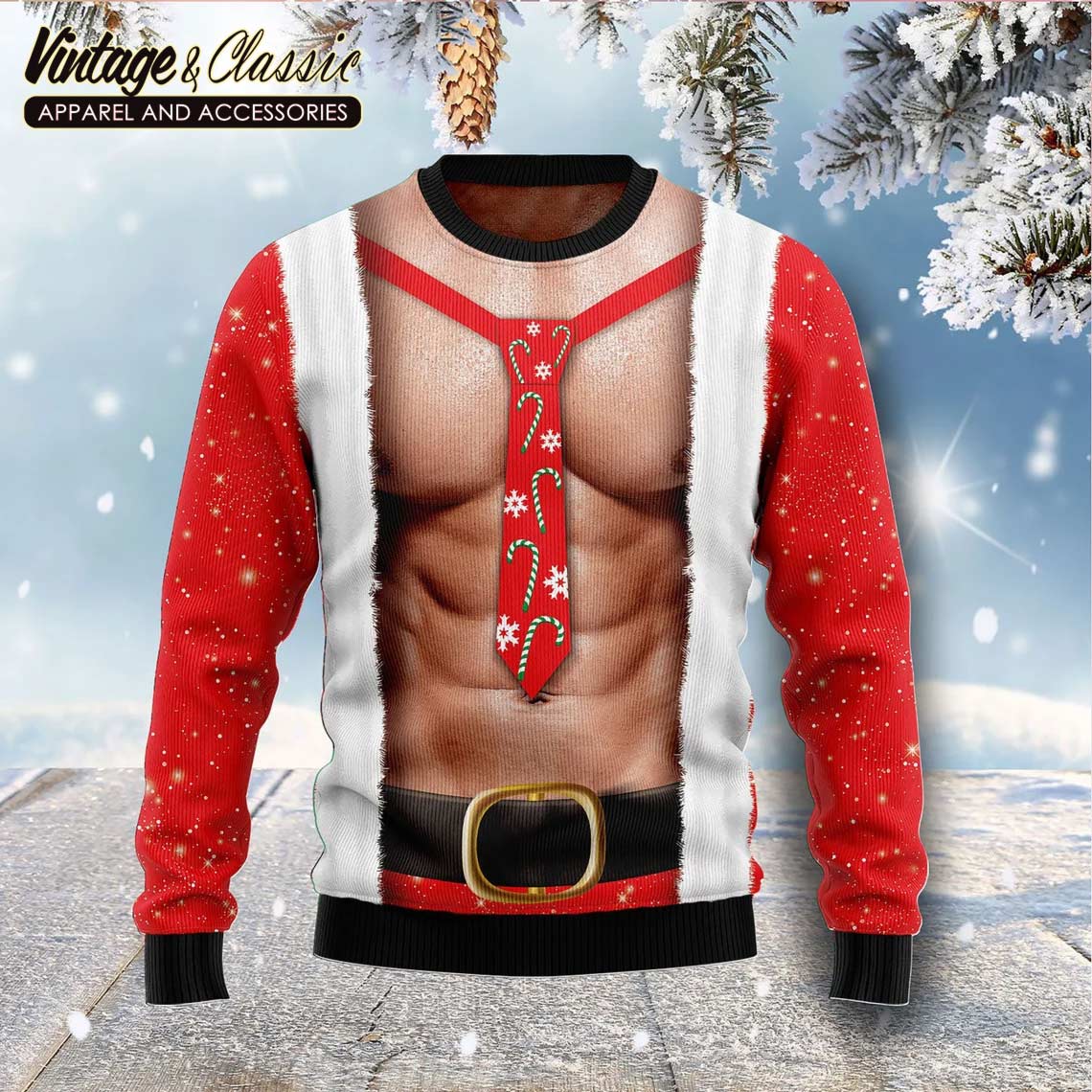Funny Six Pack Muscle Ugly Christmas Sweater Sweatshirt - High-Quality  Printed Brand
