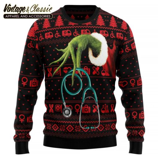 Grinch Nurse Ugly Christmas Sweater, Xmas Sweatshirt