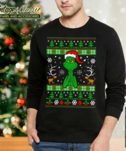 Grinch Santa Hat Max Dog Reindeer Christmas Shirt Sweatshirt