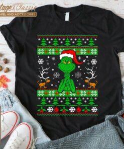 Grinch Santa Hat Max Dog Reindeer Christmas Shirt T shirt