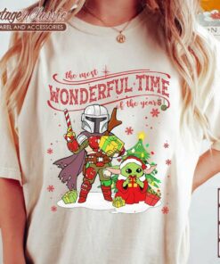 Mandalorian and Baby Yoda Christmas Tshirt Its The Most Wonderful Time Of The Years