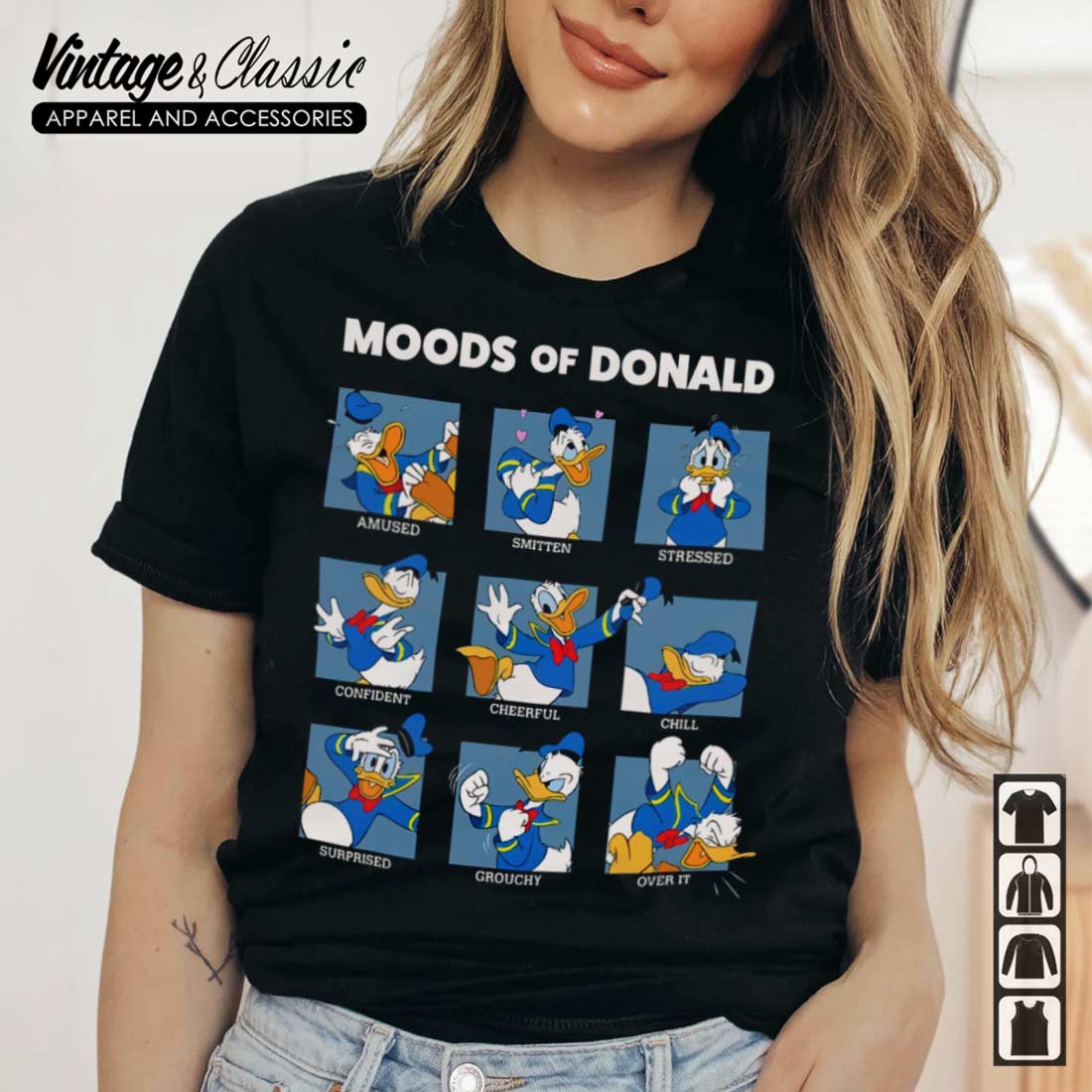 Moods Of Donald Duck, - Vintagenclassic Face Tee Funny Shirt Donald