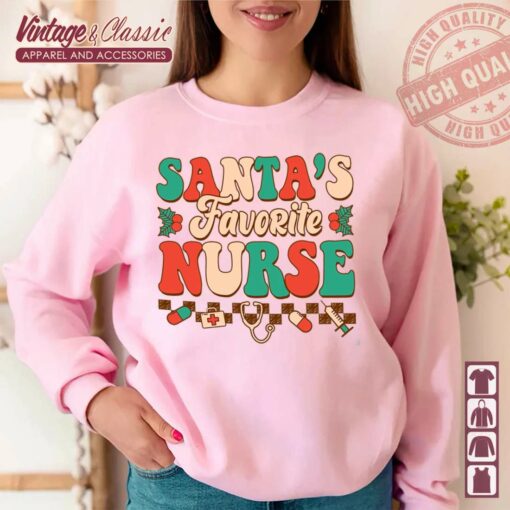 Nurse Christmas Shirt, Santas Favorite Nurse Christmas Shirt
