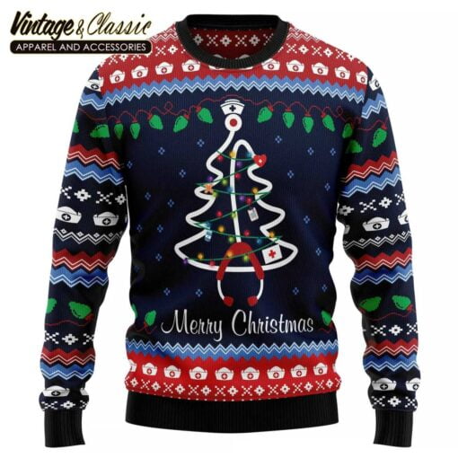 Nurse Christmas Tree Ugly Christmas Sweater, Xmas Sweatshirt