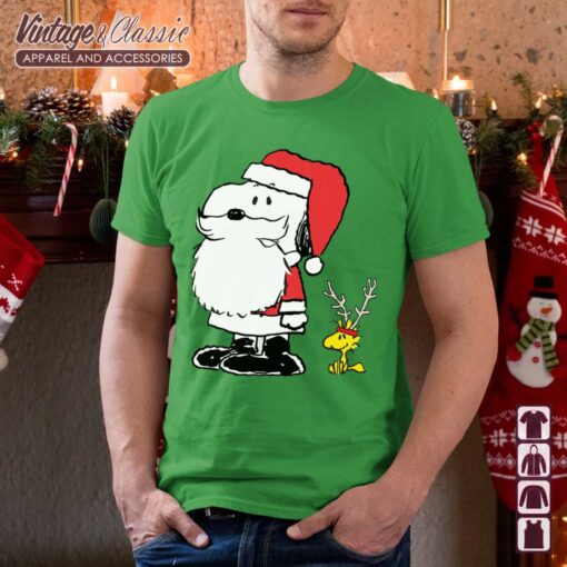 Snoopy Woodstock Antlers Santa Claus Shirt
