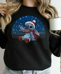 Santa Stitch Snowfall Portrait Disney Christmas Sweatshirt