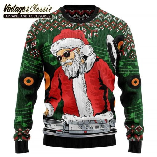Satan Claus DJ Ugly Christmas Sweater, Xmas Sweatshirt