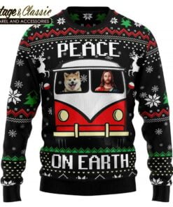 Shiba Inu Peace Ugly Christmas Sweater Xmas Sweatshirt front