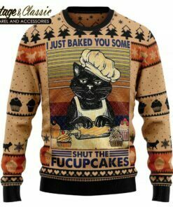 Shut The Fucupcakes Ugly Christmas Sweater Sweatshirt front