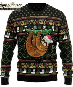 Sloth Light Ugly Christmas Sweater Xmas Sweatshirt front