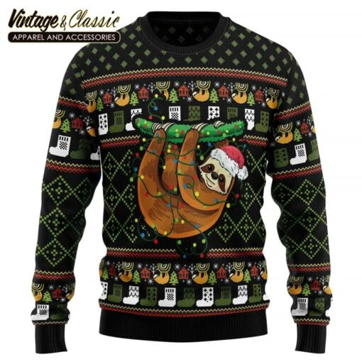 Sloth Light Ugly Christmas Sweater, Xmas Sweatshirt