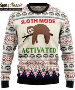 Sloth Mode Activated Ugly Christmas Sweater Xmas Sweatshirt front