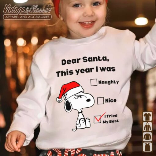 Snoopy Dear Santa Christmas Shirt, This Year I Was