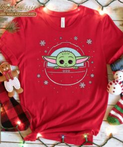 Star Christmas Wars Cute Baby Yoda Snowflakes Christmas TShirt