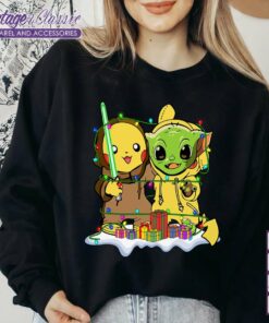 Star Wars Baby Yoda And Pikachu Christmas Lights Sweatshirt
