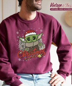 Star Wars Christmas Baby Yoda Christmas Lights Sweatshirt