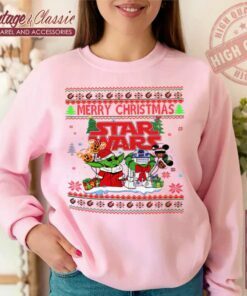 Star Wars Christmas Ugly Christmas Baby Yoda Christmas Pink Sweatshirt