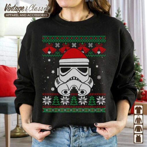 Stormtrooper Santa Hat Ugly Christmas Shirt, Ugly Christmas Shirt