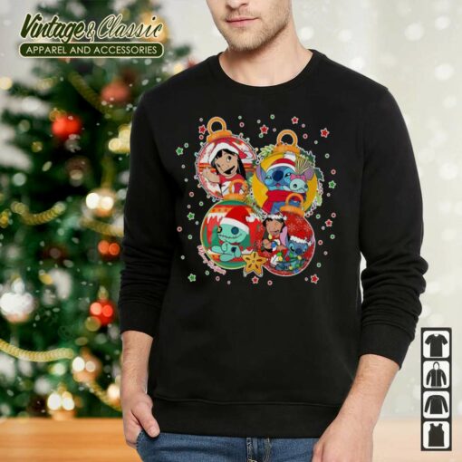 Stitch And Lilo Disney Christmas, Disney Ornament Ball Shirt