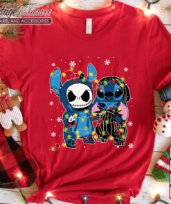 Stitch and Jack Skellington Christmas Light Shirt