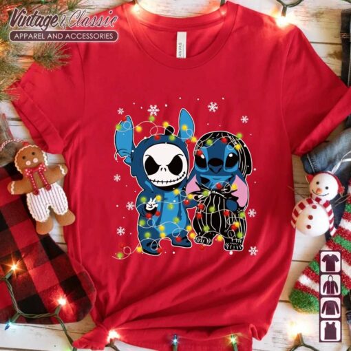 Stitch and Jack Skellington, Christmas Light Shirt
