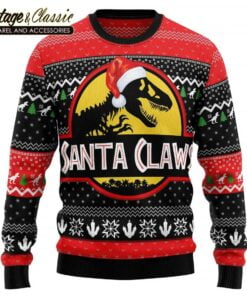 T Rex Santa Claws Christmas Ugly Christmas Sweater Sweatshirt front
