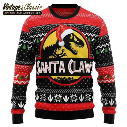 T-Rex Santa Claws Christmas Ugly Christmas Sweater Sweatshirt