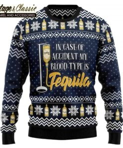 Tequila My Blood Type knitted Ugly Christmas Sweater Xmas Sweater front