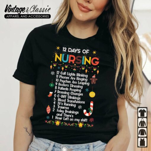 The 12 Days Of Nursemas Nurse Christmas Shirt