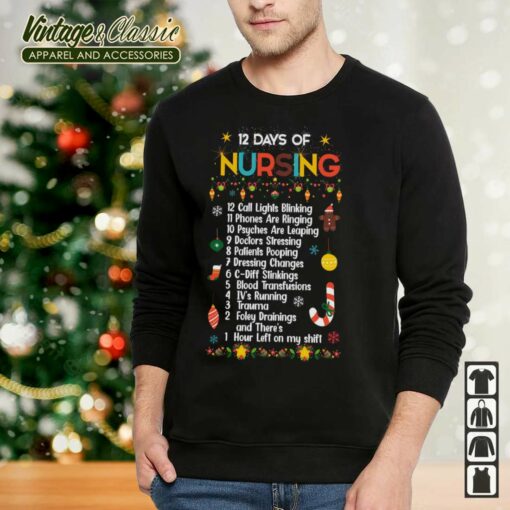 The 12 Days Of Nursemas Nurse Christmas Shirt